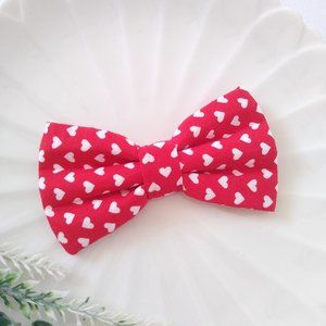 Red and White Dog Bowtie, Cat Bow Tie Red and White Hearts NEW